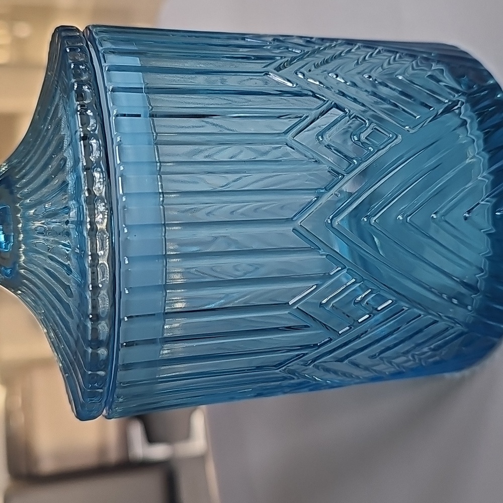 Last Chance!❤️  Blue etched glass apothecary jar - Picture 4 of 7